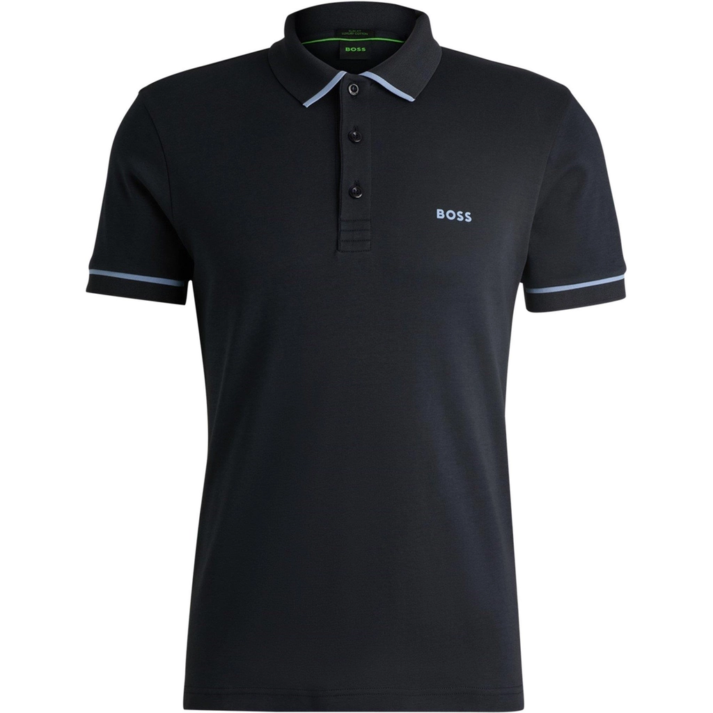 Hugo Boss Interlock Cotton Slim Fit Polo Shirt With Contrast Trim Mens - Navy 404